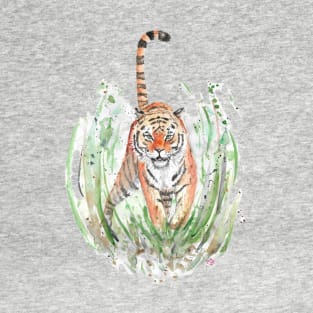 Tiger Charging painting T-Shirt